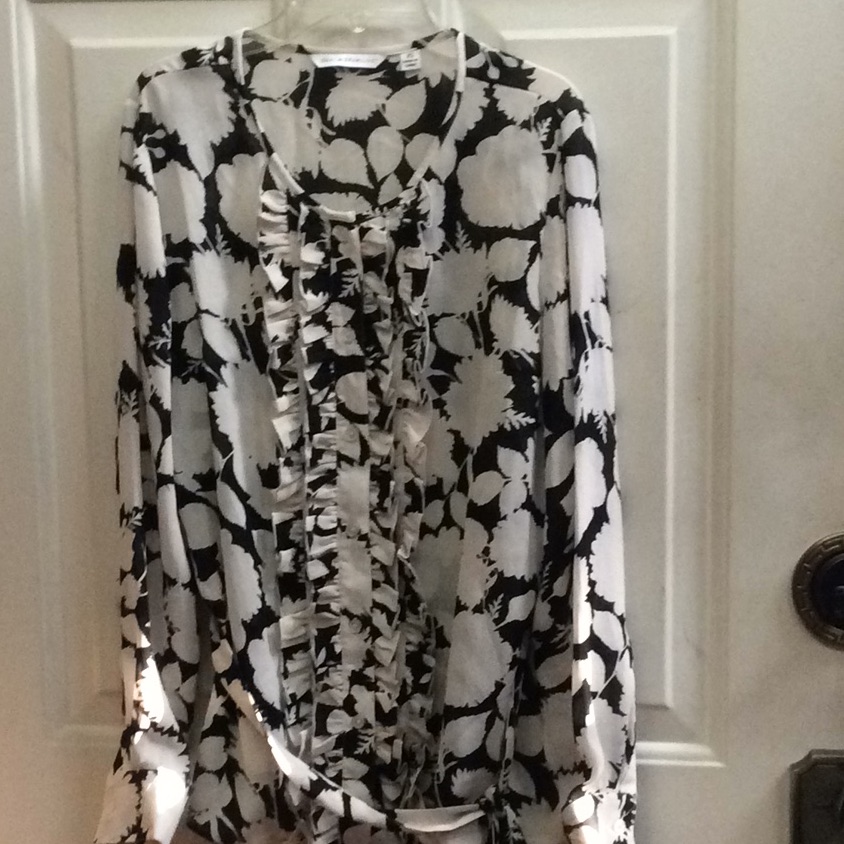 Isaac Mizrahi Live Floral Work Blouse Sz Xs